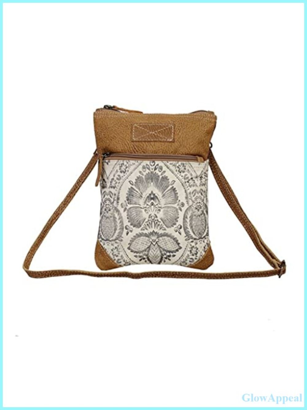Myra Bag Floral Crossbody Bag Leather Canvas Handbag Purse